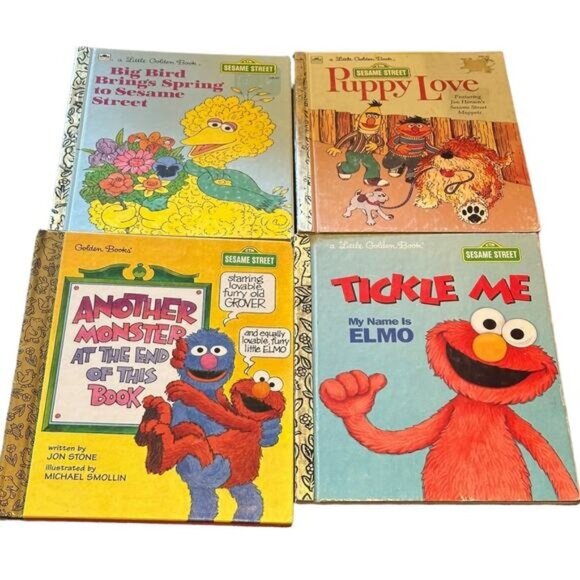 Sesame Street Little Golden Books Set Of 4 Featuring Elmo Big Bird & More - Picture 1 of 5